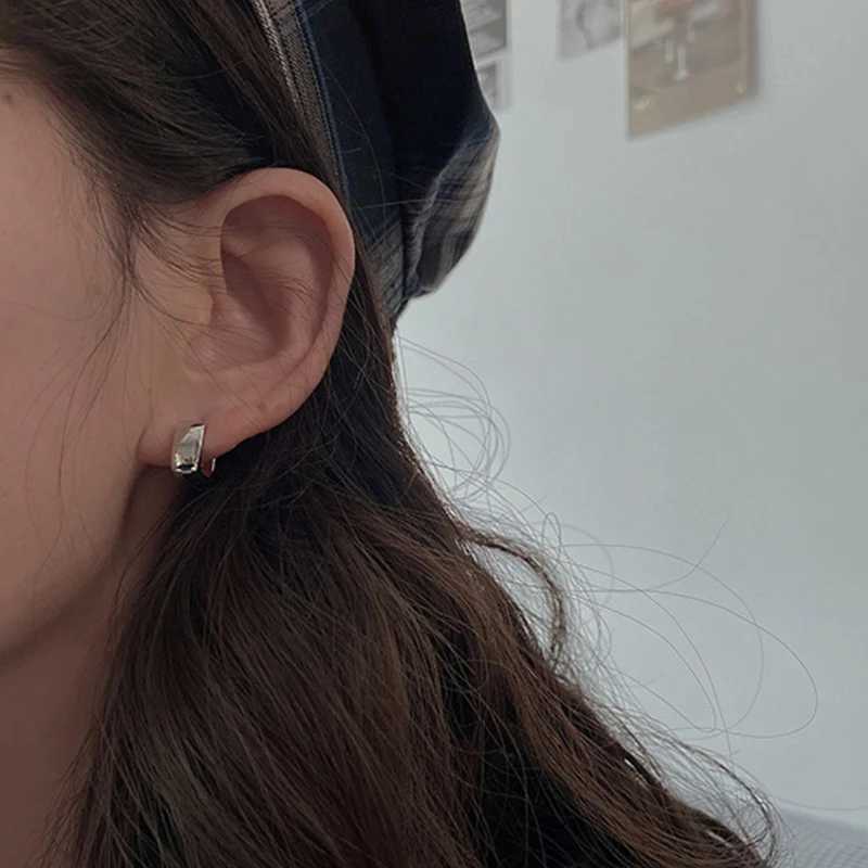 925 Sterling Silver Smooth Geometric Square Hoop Earrings for Women Party Fine Jewelry Minimalist Accessories XJ250814