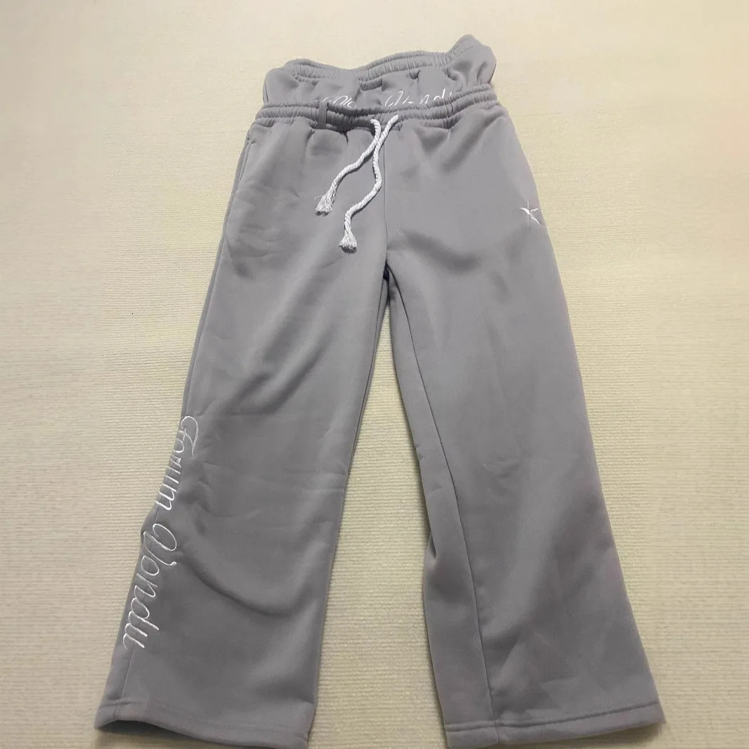 Harajuku Loose Double Waisted Sweatpants Y2K American Solid Color Letter Embroidery Casual Pants Hip Hop Drawstring Waist Jogger 250813