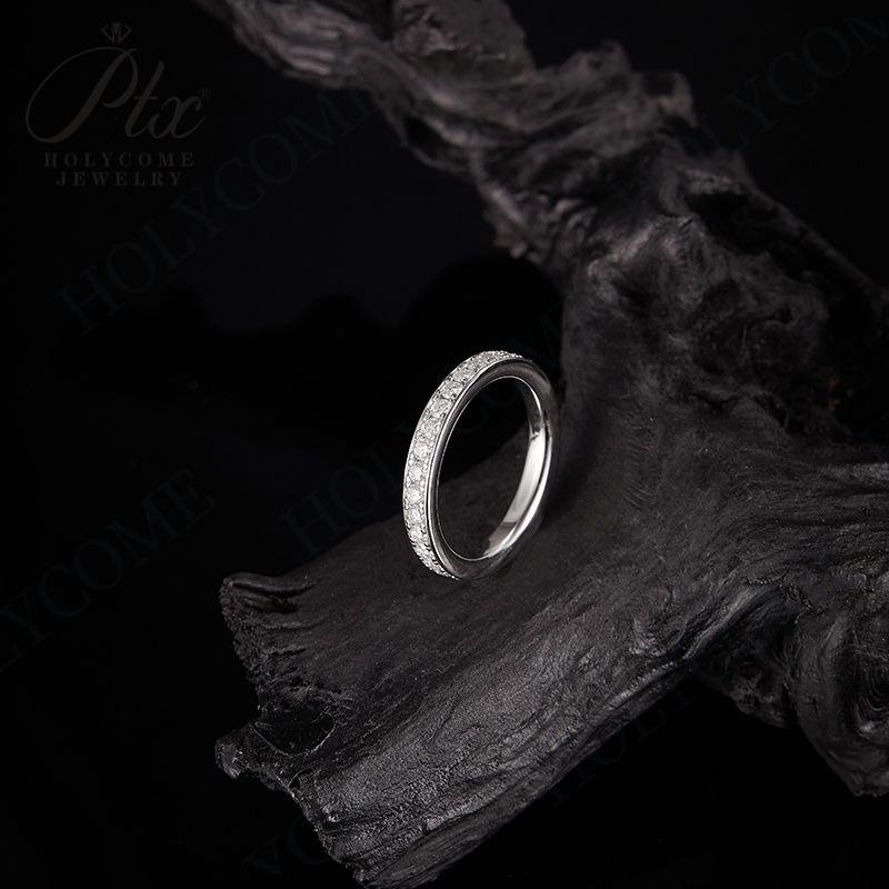 2mm Full Moissanite Rings for Women Eternity Wedding Band S925 Sterling Silver D Color Channel Set Lab Moissanite Diamond Fine Jewelry