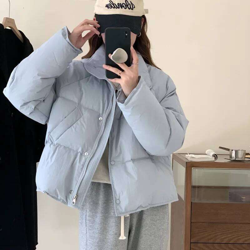 Winter Down Cotton Coat Women Solid Color Loose Padded Jacket Puffer Parkas Casual Female Zipper Thickening Warm Outwear