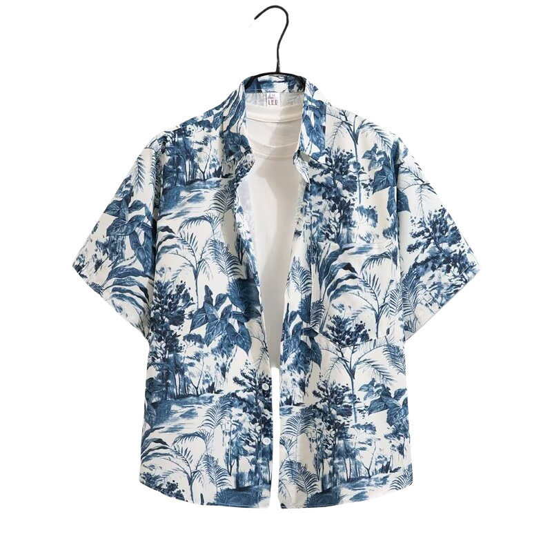 Men's Casual Shirts Short Sleeve Shirt Hawaiian Streetwear Floral Print Polyester Breathable And Lightweight Summer Wear Mens Clothing