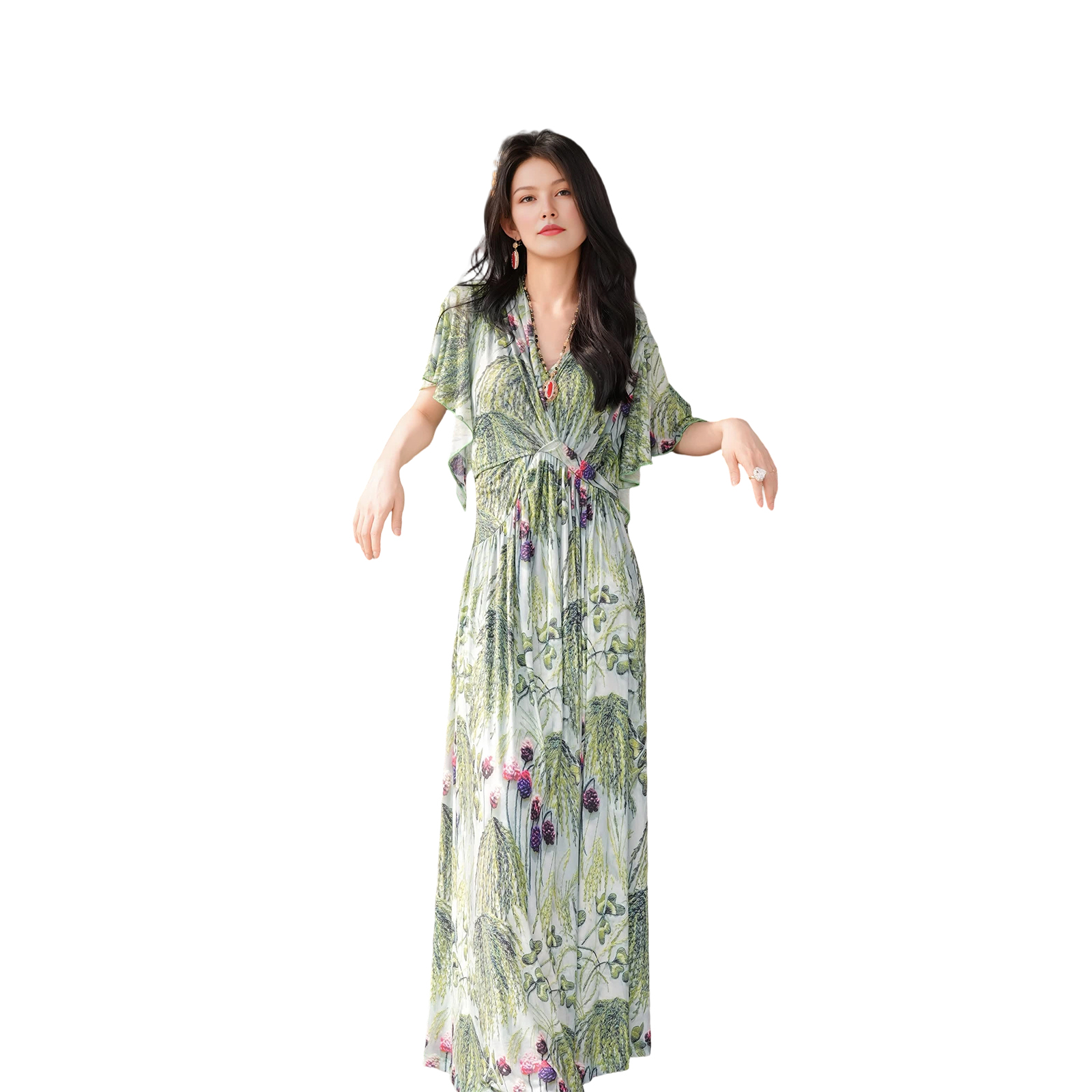 Summer original designer dress for woman vneck short sleeve cross high end western style light luxury in party birthday business festival be gift for 