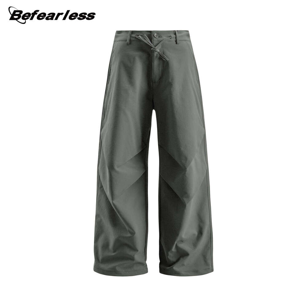 American Style Paratrooper Wrinkle Unisex Trendy Loose Straight Wide-Leg Casual Long Pants B5