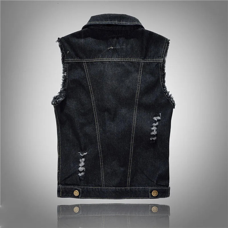 DIMUSI Spring Autumn Vintage n Mens Denim Vest Male Black Sleeveless Jackets Men Hole Jeans Waistcoat 6XLYA566 250805