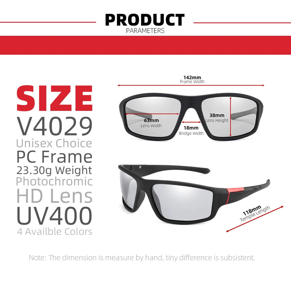 VIVIBEE Men Pochromic Sunglasses Black Sports Goggle Color Changing Polarized Driving 2025 Discoloration Sun Glasses 250804