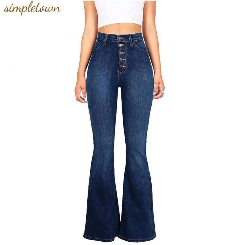 Summer new European American women's jeans slim fit high waisted and perky flared pants