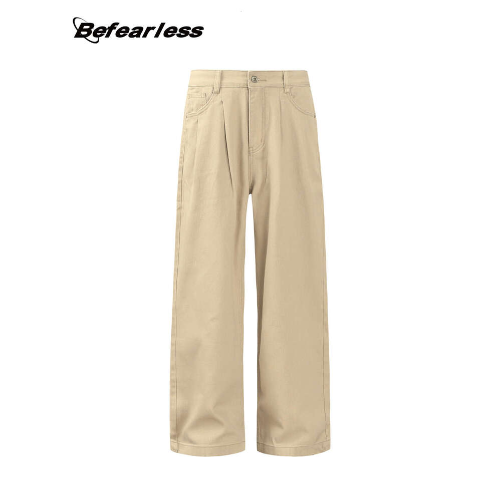 American Style Trendy Washed Straight Wide-Leg Cargo Pants Unisex Basic Versatile Oversized Floor-Length Casual Trousers B5