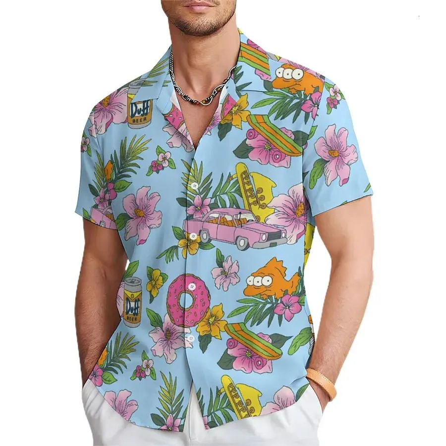mens multicolor and multi style floral cherry blossom art casual short sleeved shirt with highdefinition printing 250804