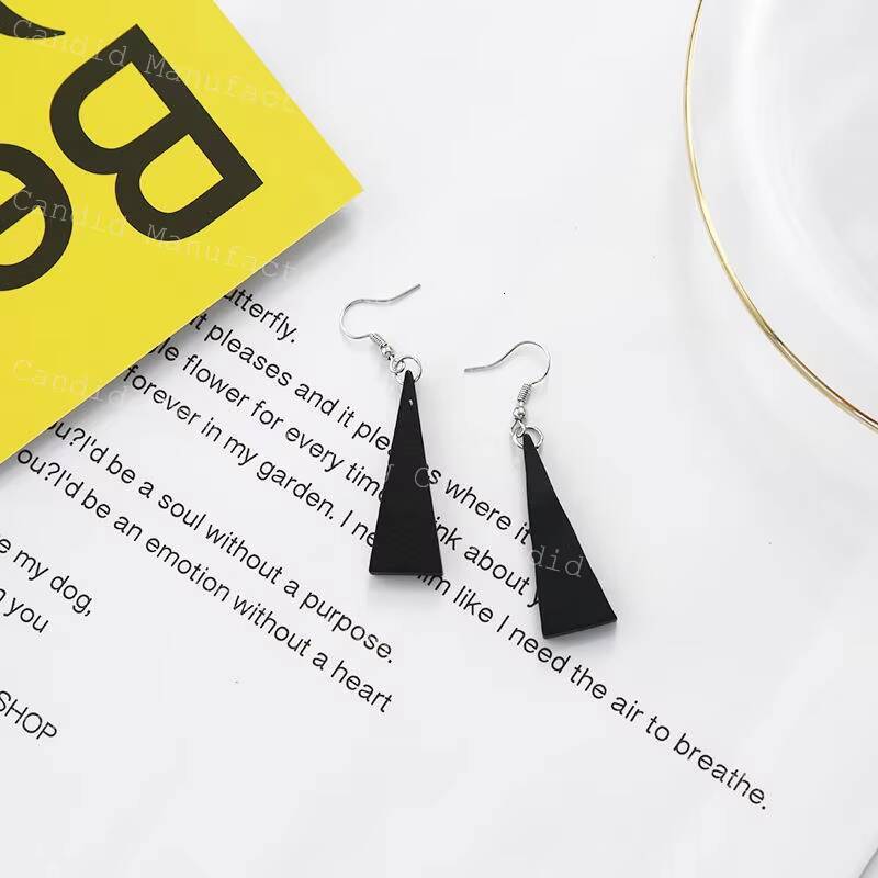 Korean Style Wood Color Contrast Geometric Earrings with Exaggerated Tassel Long Wooden Pearl Stone Accessories