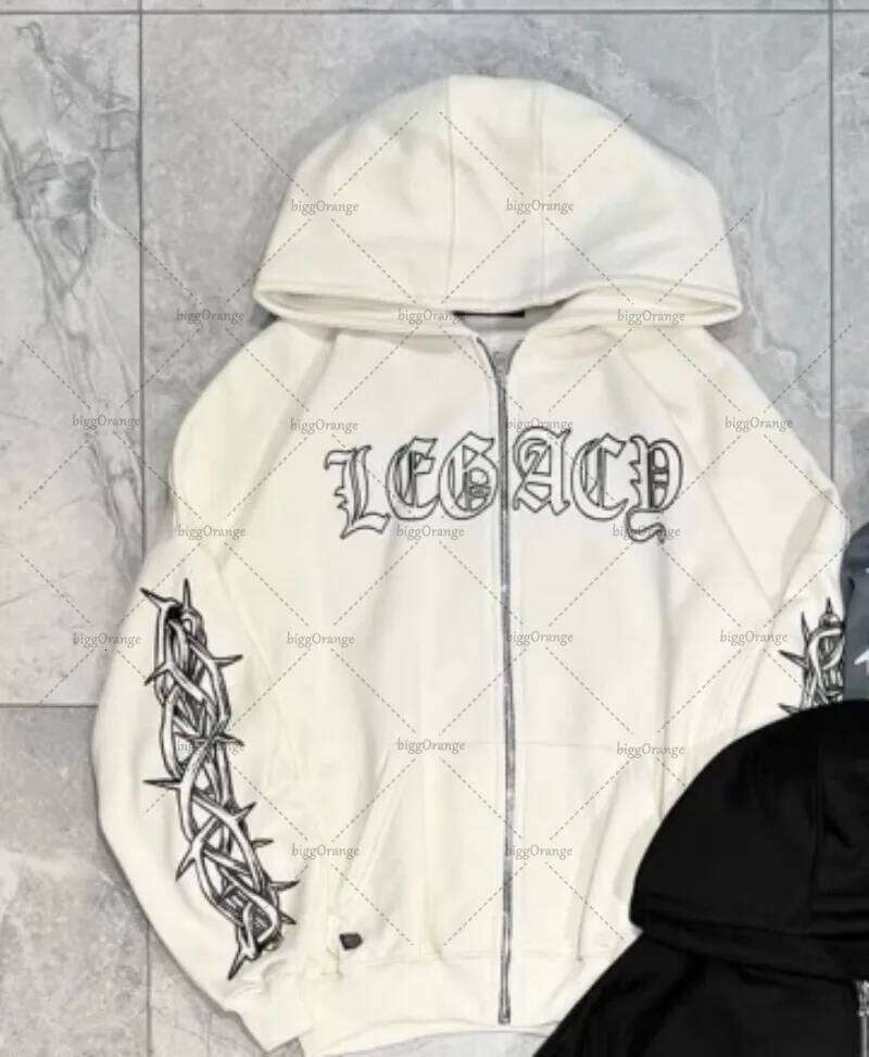 New Y2k Haruku Gothic Graphic Zipper Hoodie Hip-Hop Punk Retro Streetwear Trendy Brand High Street Casual Oversized Sweatshirt