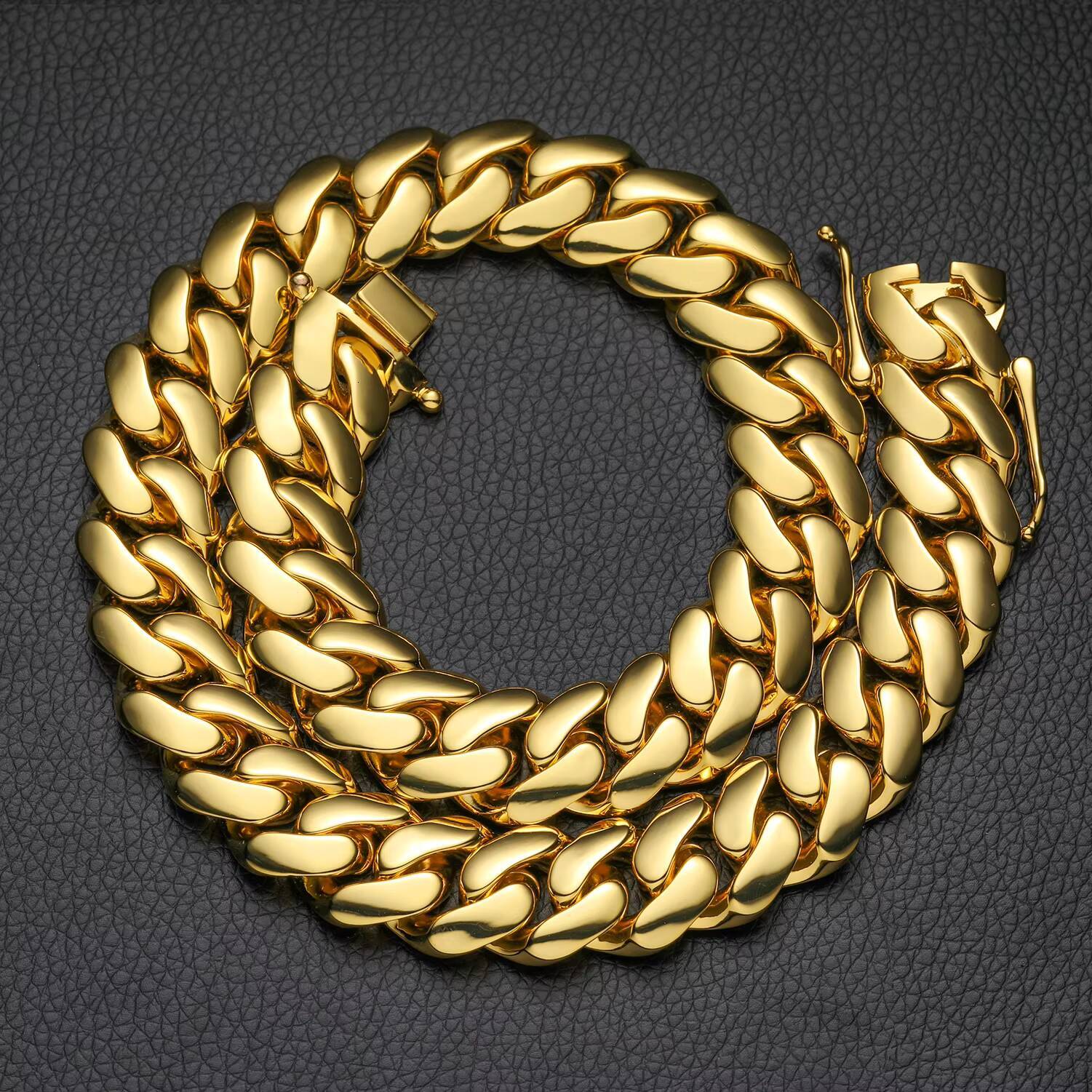 Wholesale Unisex Hip Hop Jewelry Choker Cubana Custom Filled Brass 14K 18K Gold Plated Solid Miami Cuban Link Chain