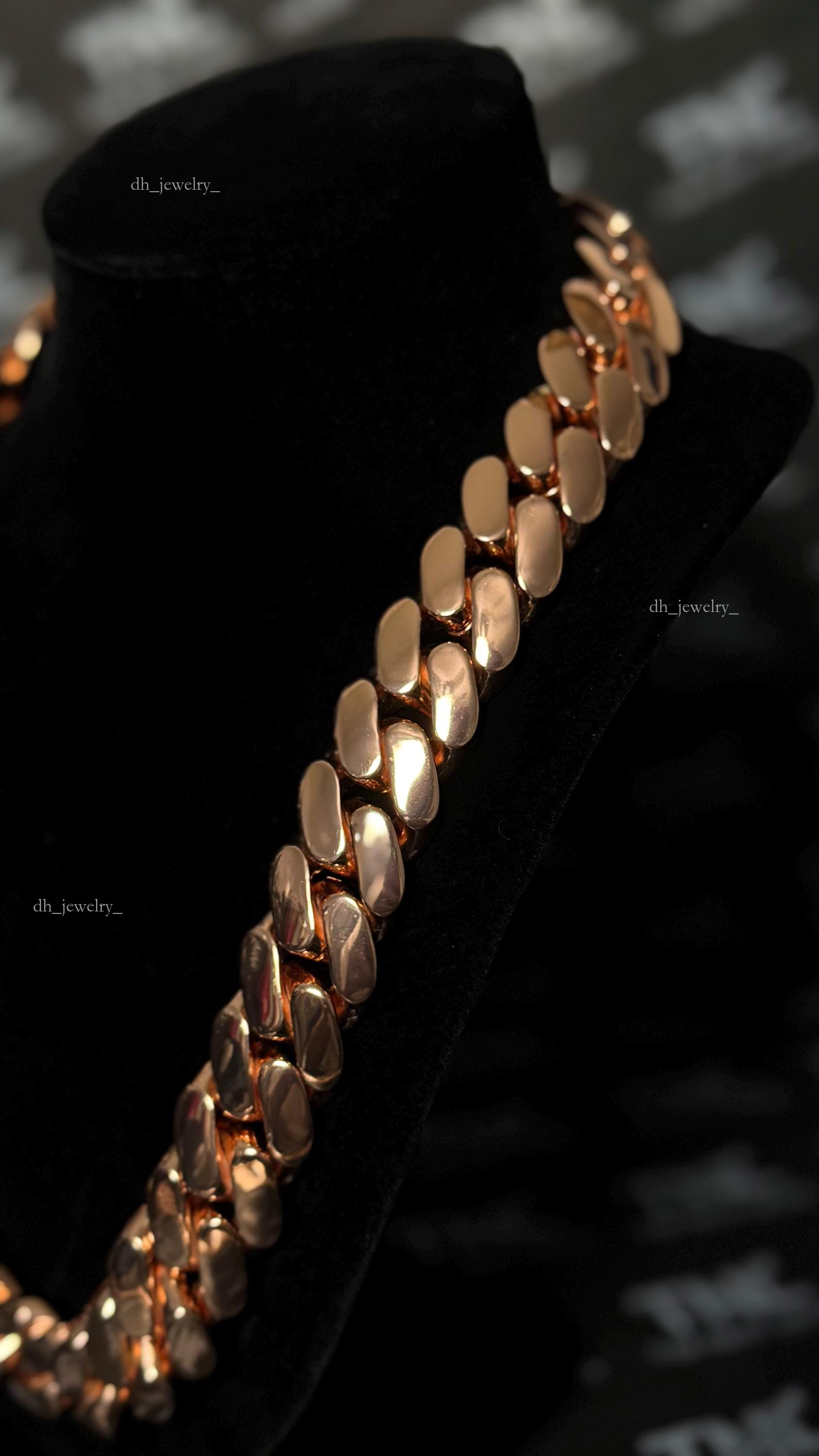 Rose Gold for men Gold Plated 500 Grams Heavy Solid Chunky Chain gold necklace chain Handmade Necklace Best Men's Jewelry Plain cuban silver