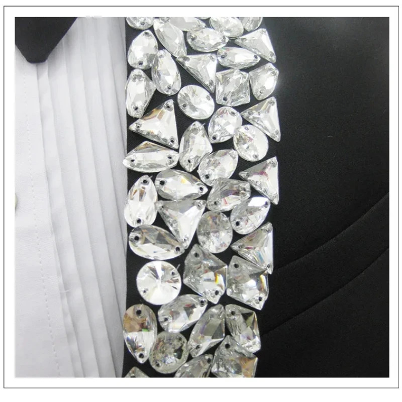 Black Mens Jacket Sparkly Rhinestones Blazers Formal Groom Wedding Prom Party Male Singer Host Stage Performance Costume 250811