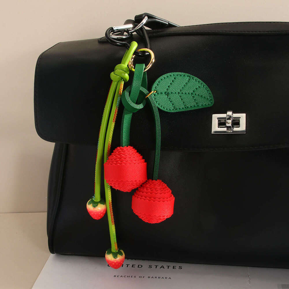 Bag Charms PU Cherry Women Ball Keychain Fashion Cute Strawberry Bag Pendant Decoration