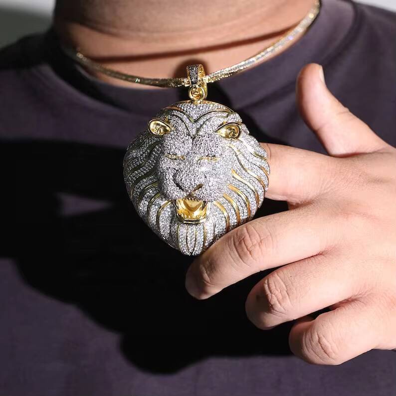 Hip Hop Iced Out 925 Sterling Silver Moissanite Rapper Style Big Bling Custom Luxury Jewelry Vvs Moissanite Pendant