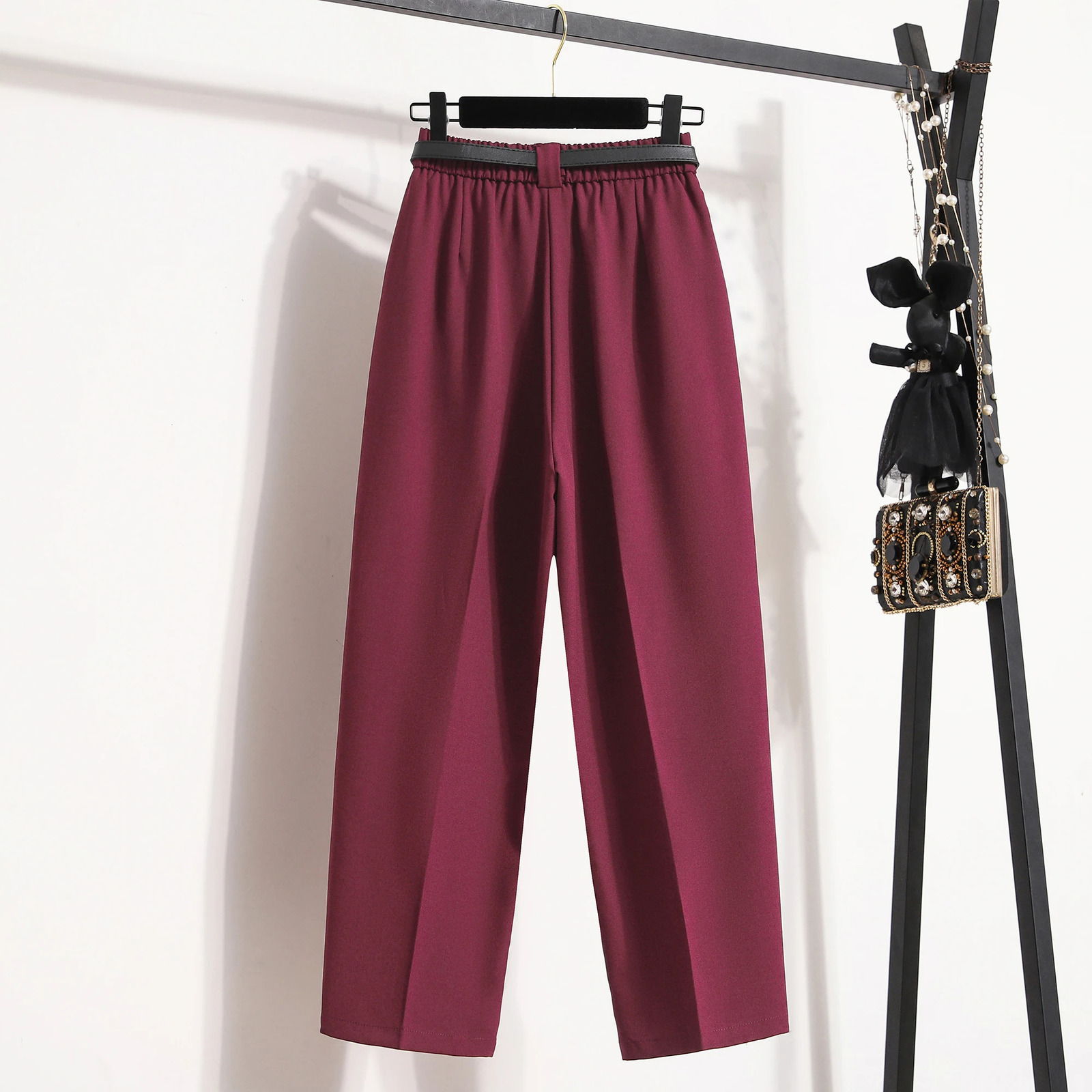 L4XL Plus Size Pants For Women 2025 Arrivals High Waist Straight Suit Pant Korean Style Casual Trousers Female 250808