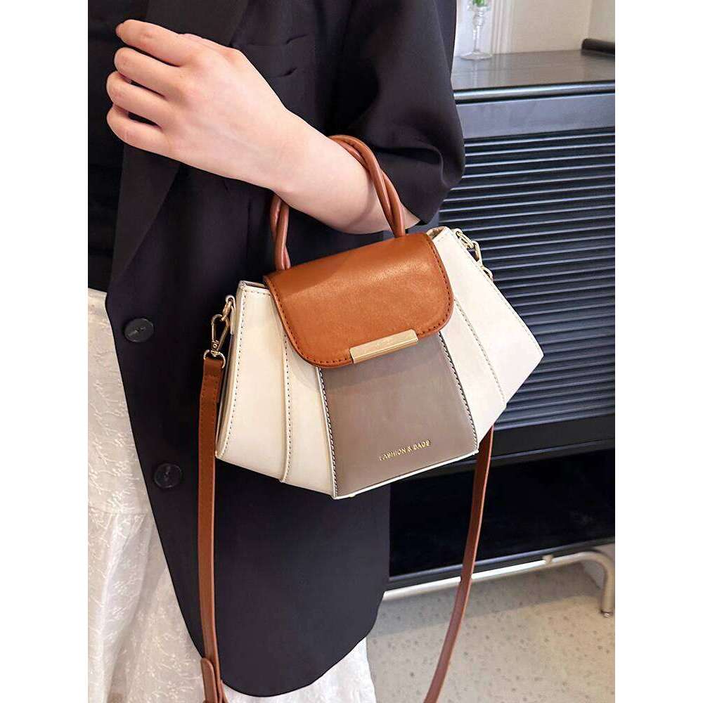 Color-Block Handbag for Women 2025 Spring/Summer Niche Design Versatile NEW free shipping Small Square High-Quality Texture Shoulder Bag