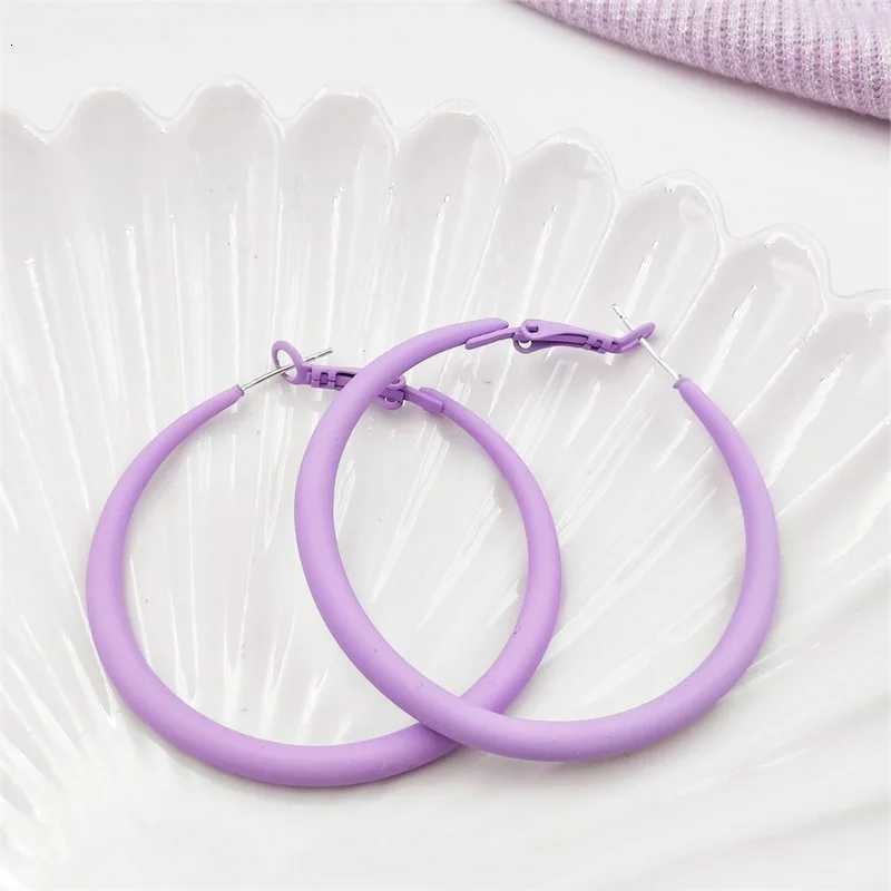 Purple Red Big Hoop Earrings for Women Exaggerated Makron Colorful Spray-painted Metal Loop Earrings Sexy Party Ear Jewelry XJ250814