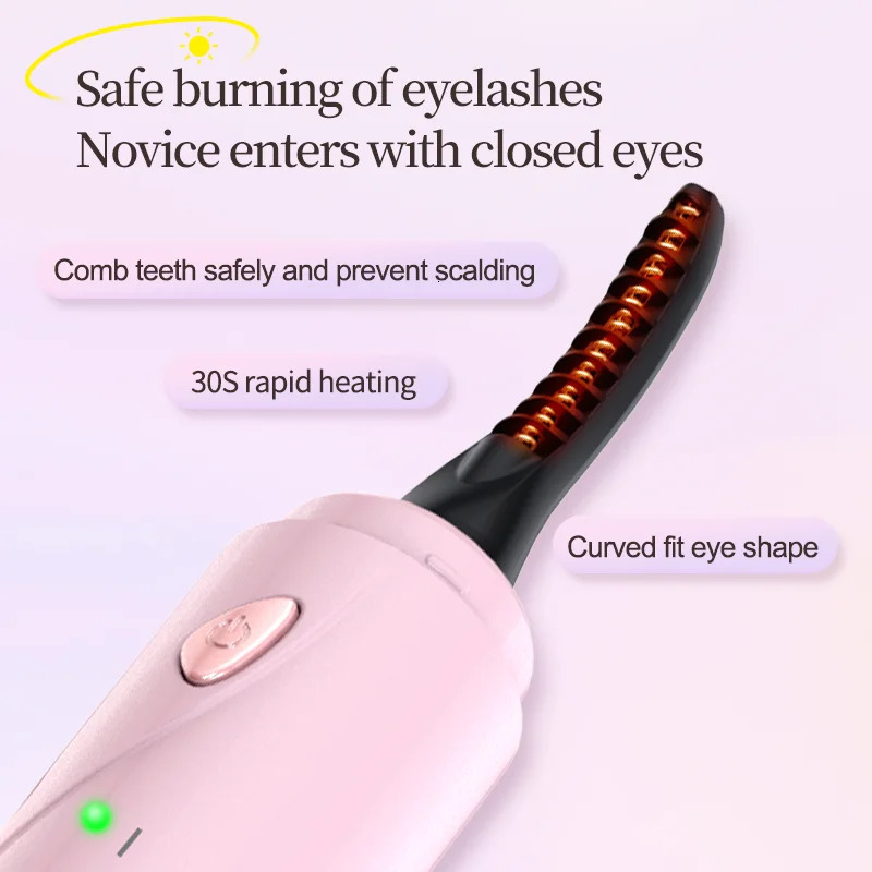 Heated Eyelash Curler 3-Level Adjustable Temperature Rapid Heated Type C Rechargeable Safe -Burn Eye Lash Comb Teeth 250813