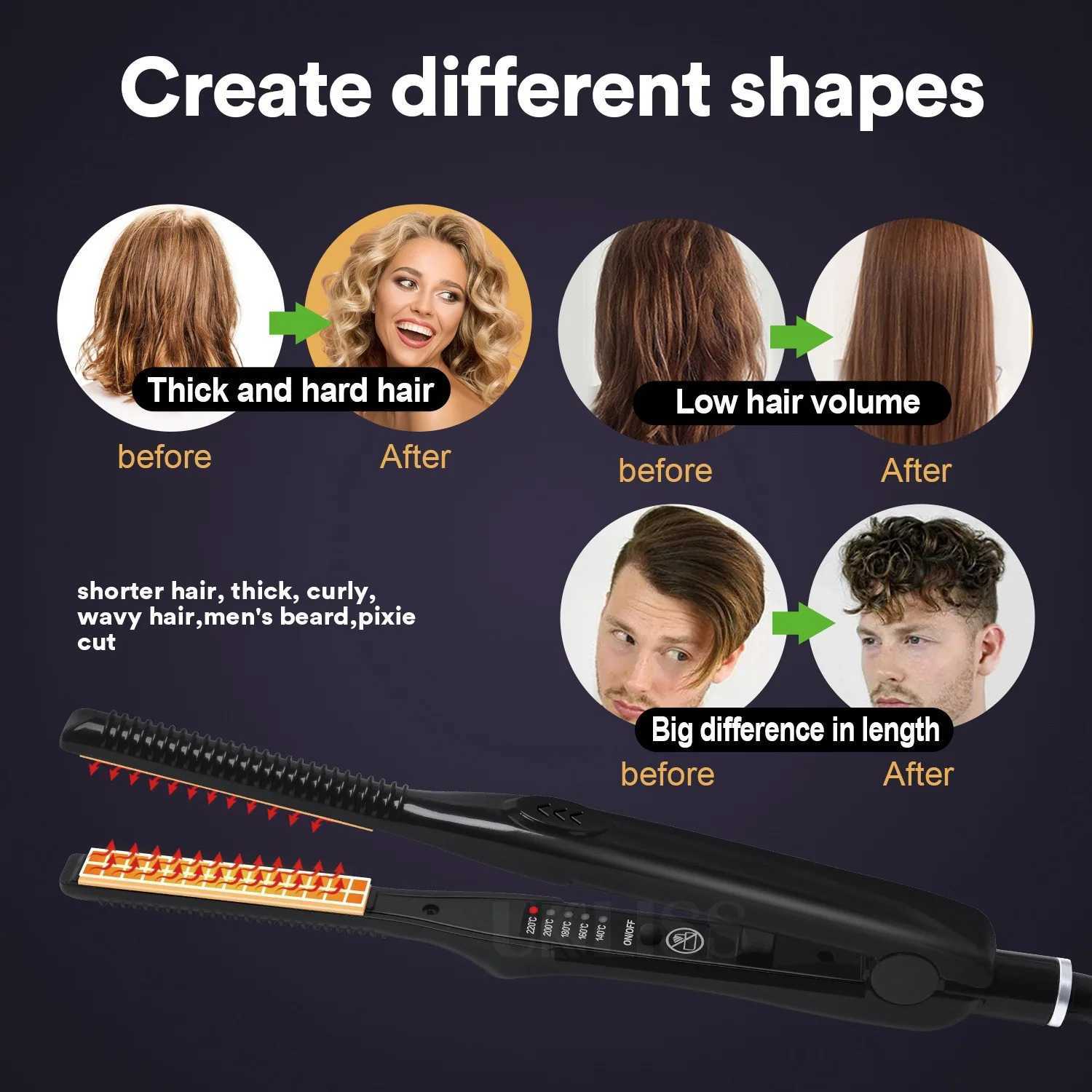 Ubeyoo Portable Mini Ceramic Hair Straightener and Curler Ionic 2-in-1 Flat Iron Safe Styling with No Hair Damage W250814