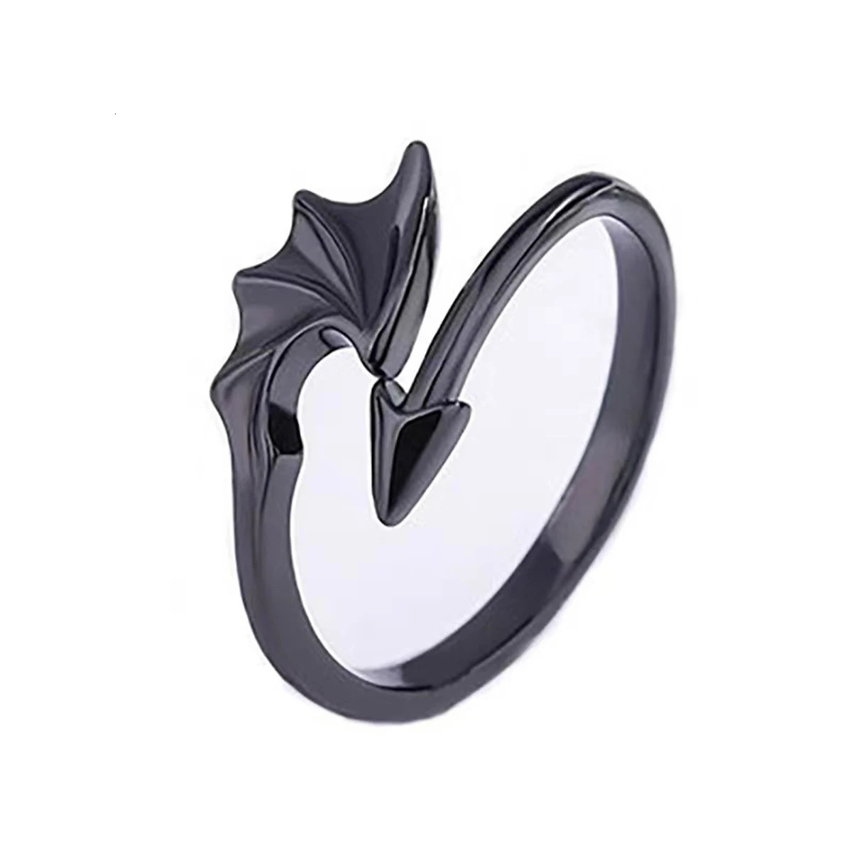 1 Pieces Fashionable Black and White Alloy Wing Opening Ring Couple Temperament Matching 250811