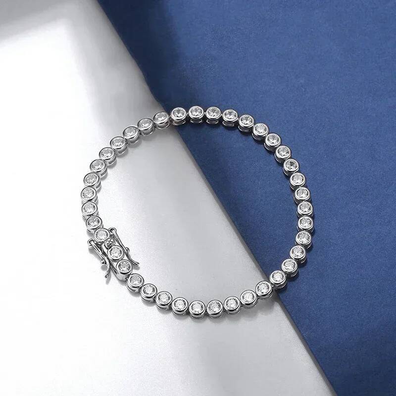 NKHOG 2mm Bubble Moissanite Tennis Bracelets 925 Sterling Silver Round D Color Diamond Hiphop Hand Chain Jewelry Gifts Certified