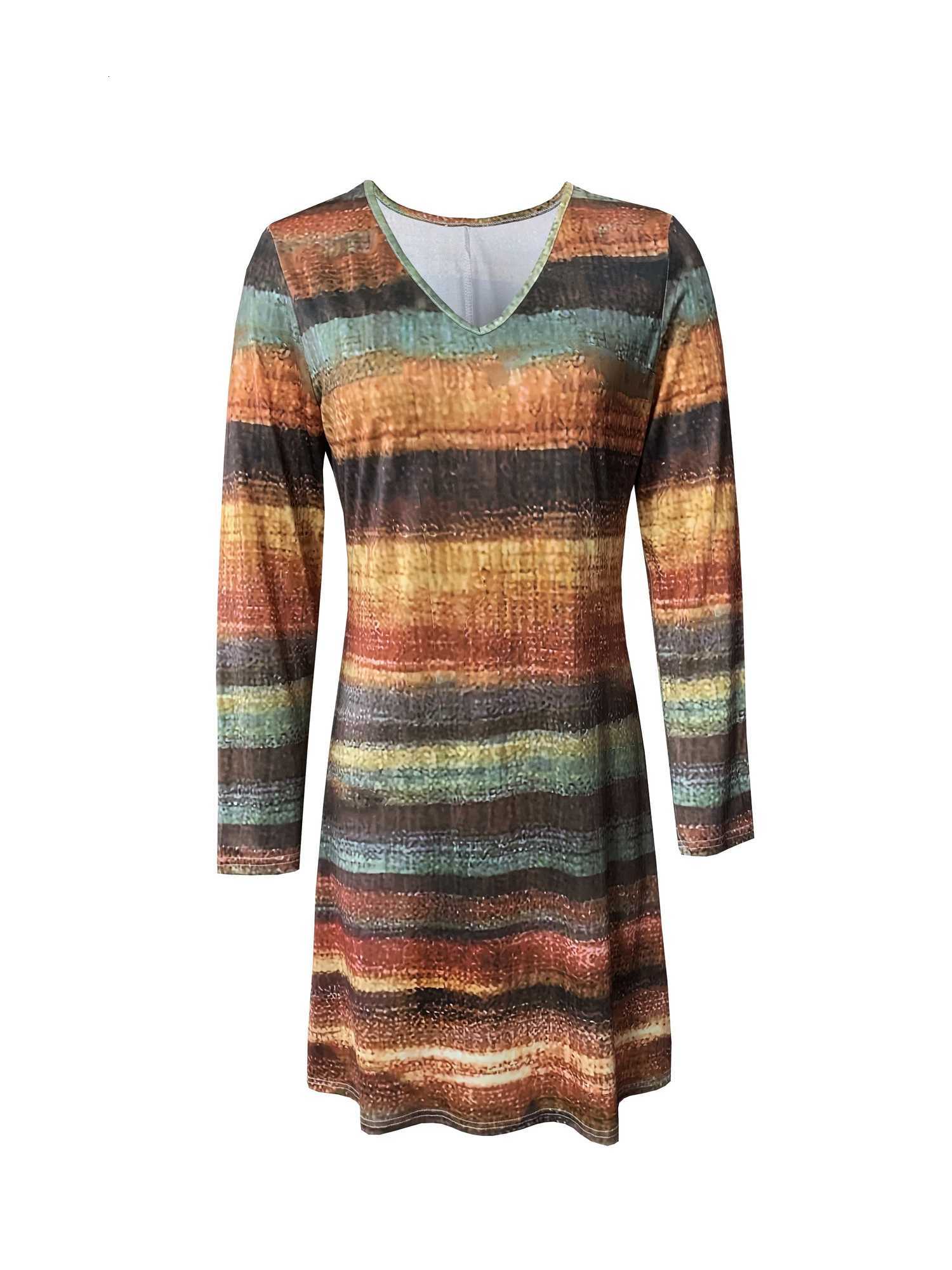 Spring New Arrival Geometric Pattern Long Sleeve Dress For Women XJ250814