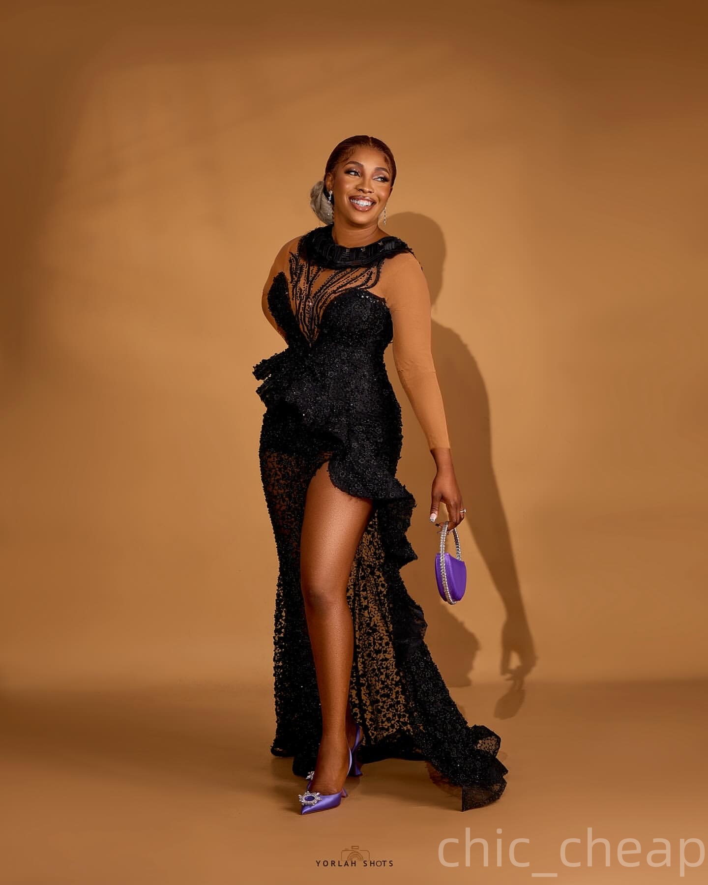 Black Mermaid Prom Dresses 2025 Beaded Lace High Split Sheer Neck Evening Formal Party Second Birthday Engagement Gowns Plus Size Dress For Special Oc