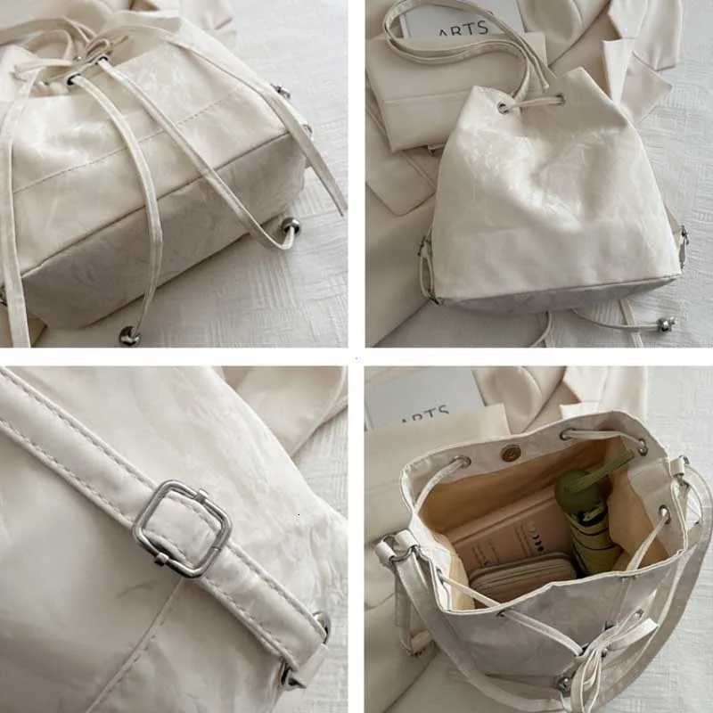 Trend Womens Crossbody Bucket Bag String Design High Quality S Size Versatile Autumn Fashion Korean Leisure Handbag Backpacks XJ250814