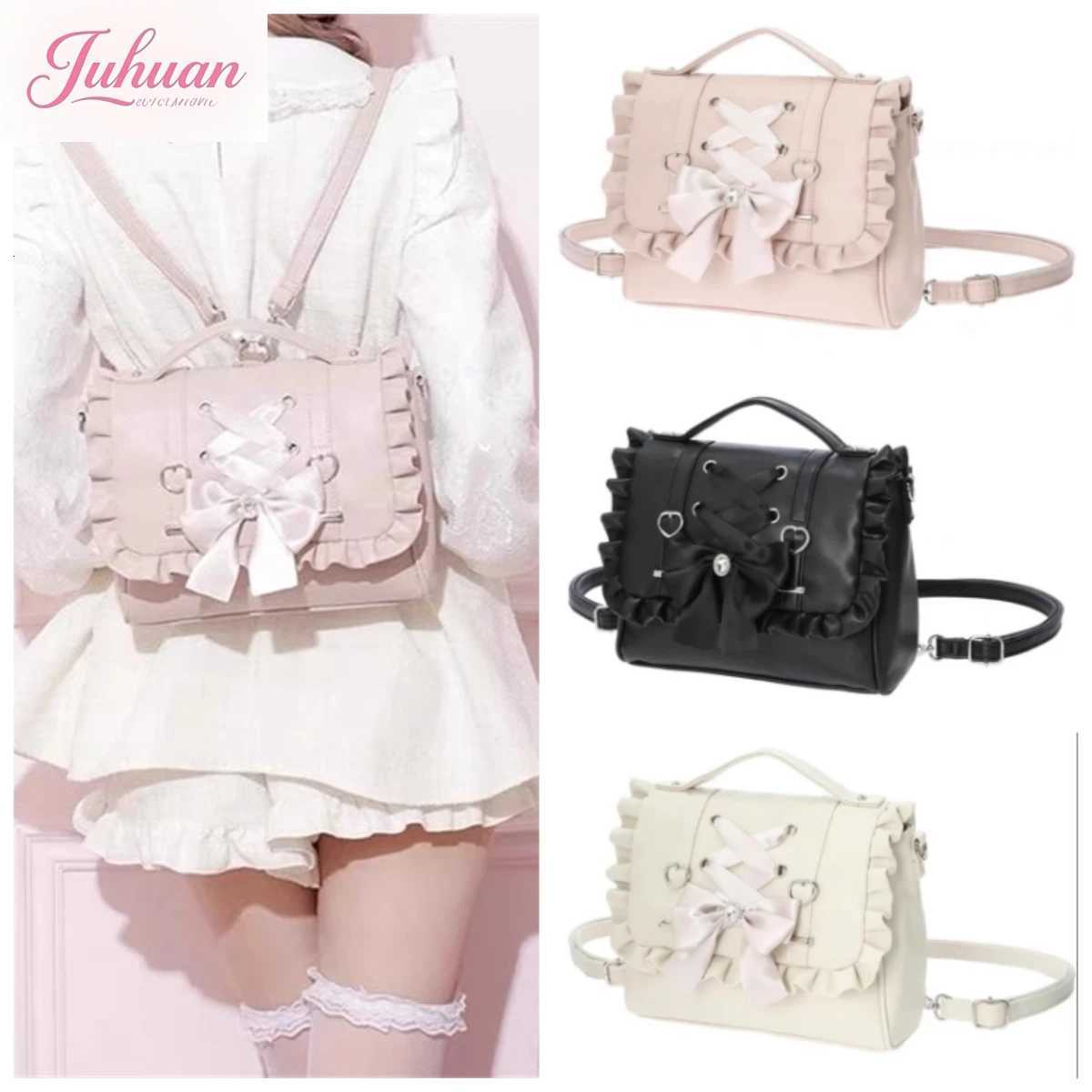 Mine Department Lolita Womens Bag Bow Control Strap Love Handbag Sweet Cute One Shoulder Oblique Span Womens Student Backpack XJ250814