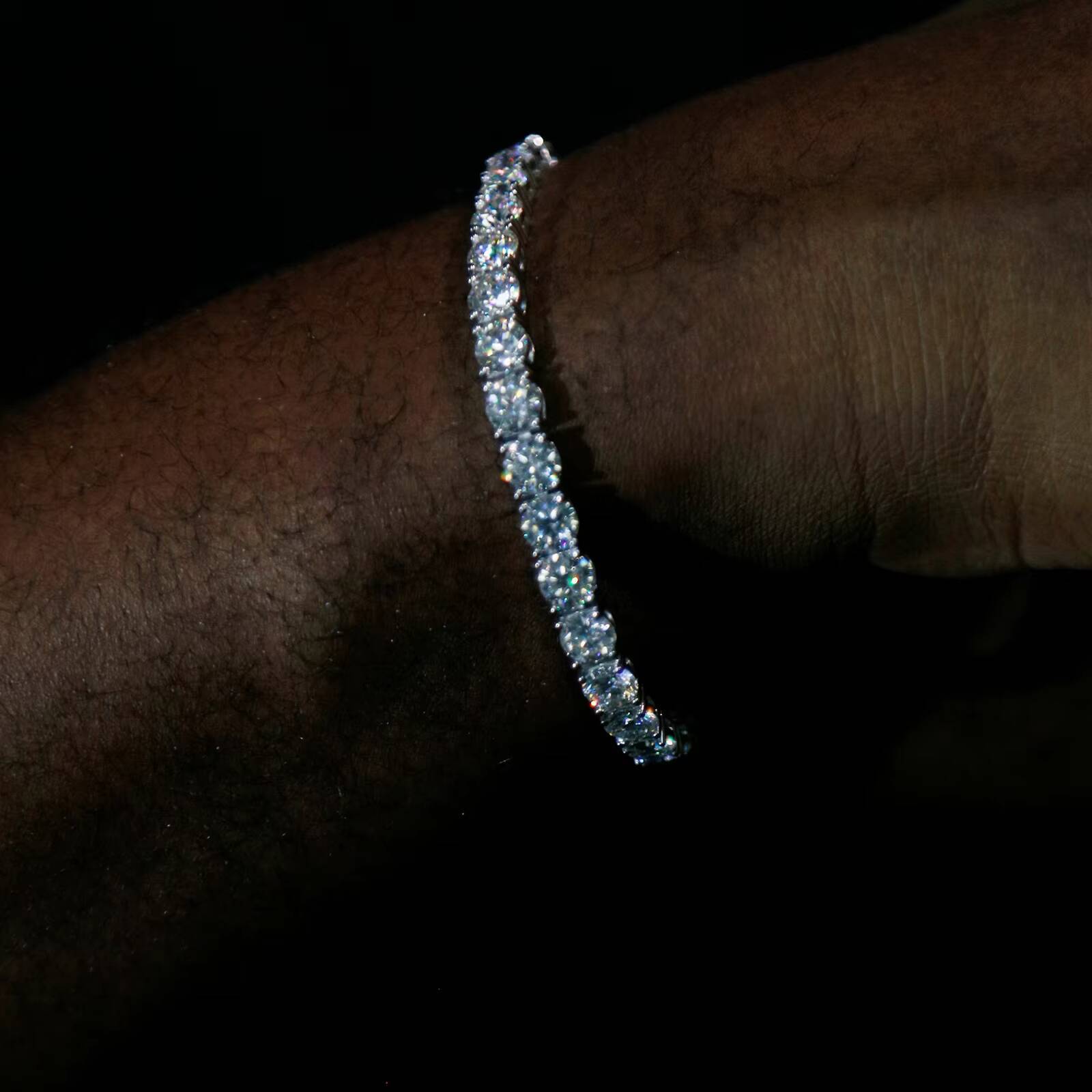 SICGEM Customized Sterling Sier Tennis Bracelet VVS Moissanite Dia Pearl Main Platinum Link Trendy Men's Gifts