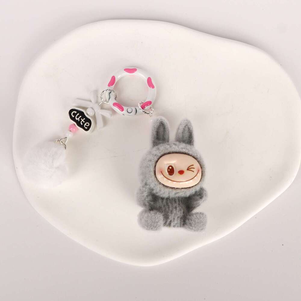 King Labubu Cute Sitting Plush Keychain Bag Car Decoration Pendant Phone Chain Small Gift