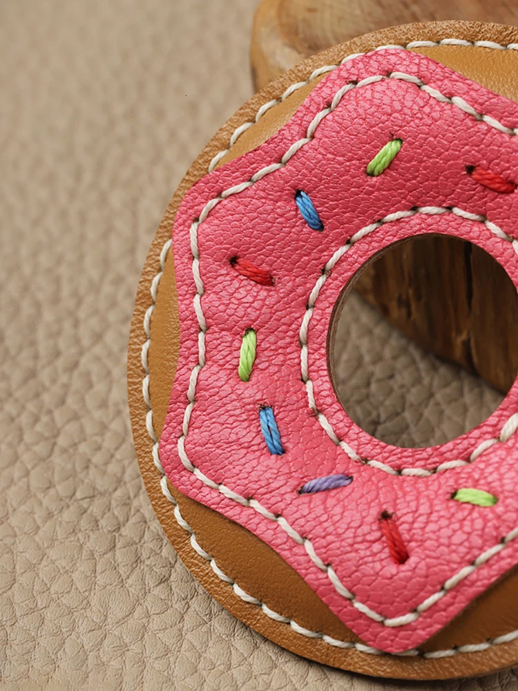 Handmade Donut Bag Pendant Genuine Leather Bags Keychain for Handbags Interesting Stylish Bag Accessories 250813