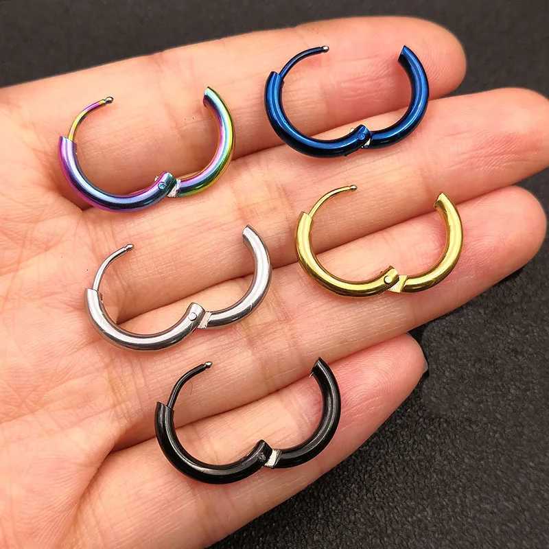 10pcs/lot Stainless Steel Hoop Earrings 2.5mm 2.0mm Thick for Men Women Blue Black Gold Colorful Round Circle Earring Wholesale XJ250814