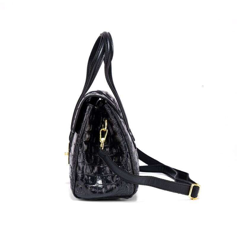 Crocodile pattern genuine leather women's handbag 2024 new high-end middle-aged mom casual single shoulder crossbody bag