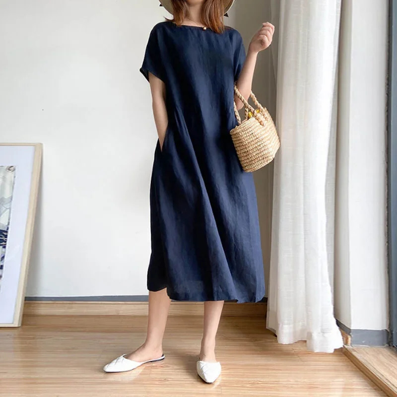 Long Sleeve Maternity Dress Fashion Clothes for Pregnant Women V-neck Boho Cotton Linen Loose Lantern 250813