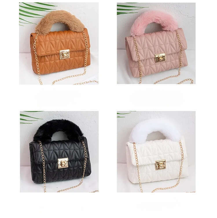Autumn/Winter 2025 Plush Portable Square Bag Ladies Hand Bags Fresh And Sweet Cross-Border Fashion Small Handbag