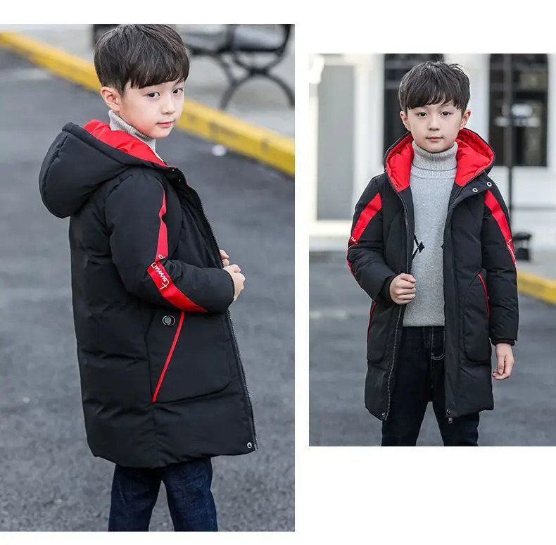 Boys down Winter Thick Coat Teen Parka Children Plus Velvet Warm Jackets Fashion Hooded Outwear Kids Clothes 4 8 10 12 year 250813