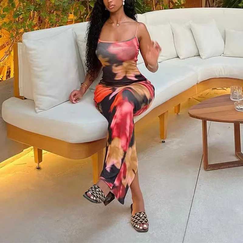 Women Sexy Summer Sling Dress Vintage Sleeveless Backless Flower/Leopard Print Bodycon Long Dresses for Cocktail Party Clubwear XJ250814