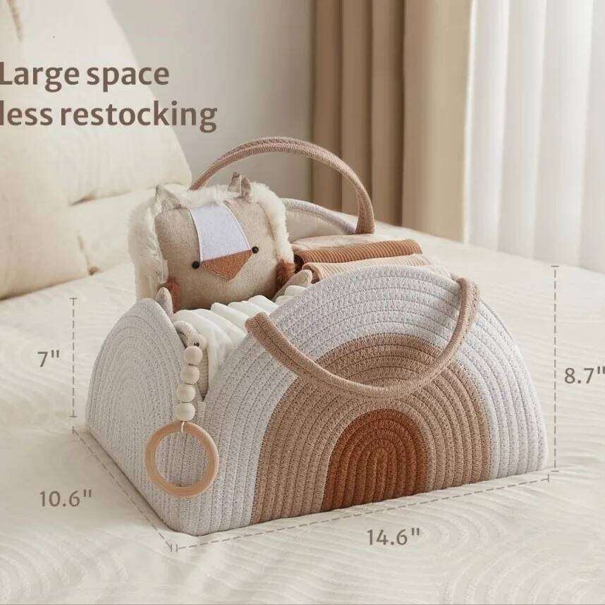 37*27*22CM Large Baby Bag Organizer Nursery Basket Stackers Caddies Diaper Storage Bags Things for Babies