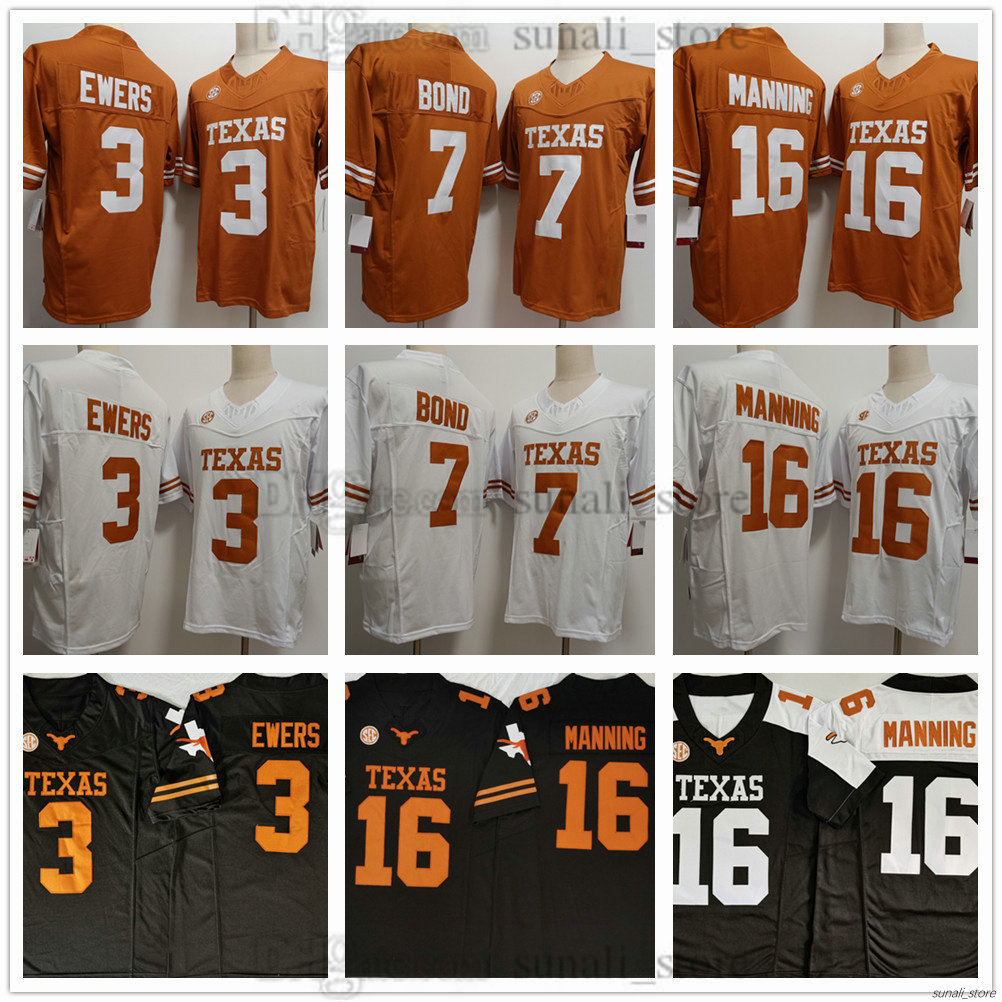 Men Texas College Longhorns Football 16 Arch Manning Jersey 3 Quinn Ewers 7 Isaiah Bond 34 Ricky Williams 5 Bijan Robinson 20 Earl Campbell 11 Sam Ehlinger Stitched