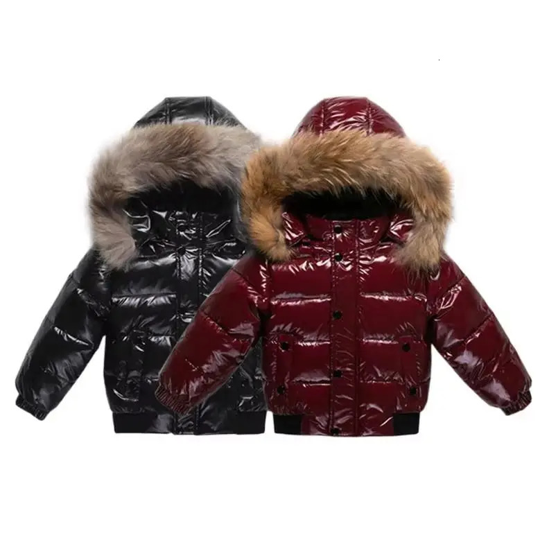 RAISE Winter 1-8 Years Kids Boys Parka Babys Girl Down Jackets Waterproof Shiny Real Fur Thicken Warm Boys Outerwear Coat Outfit 250813