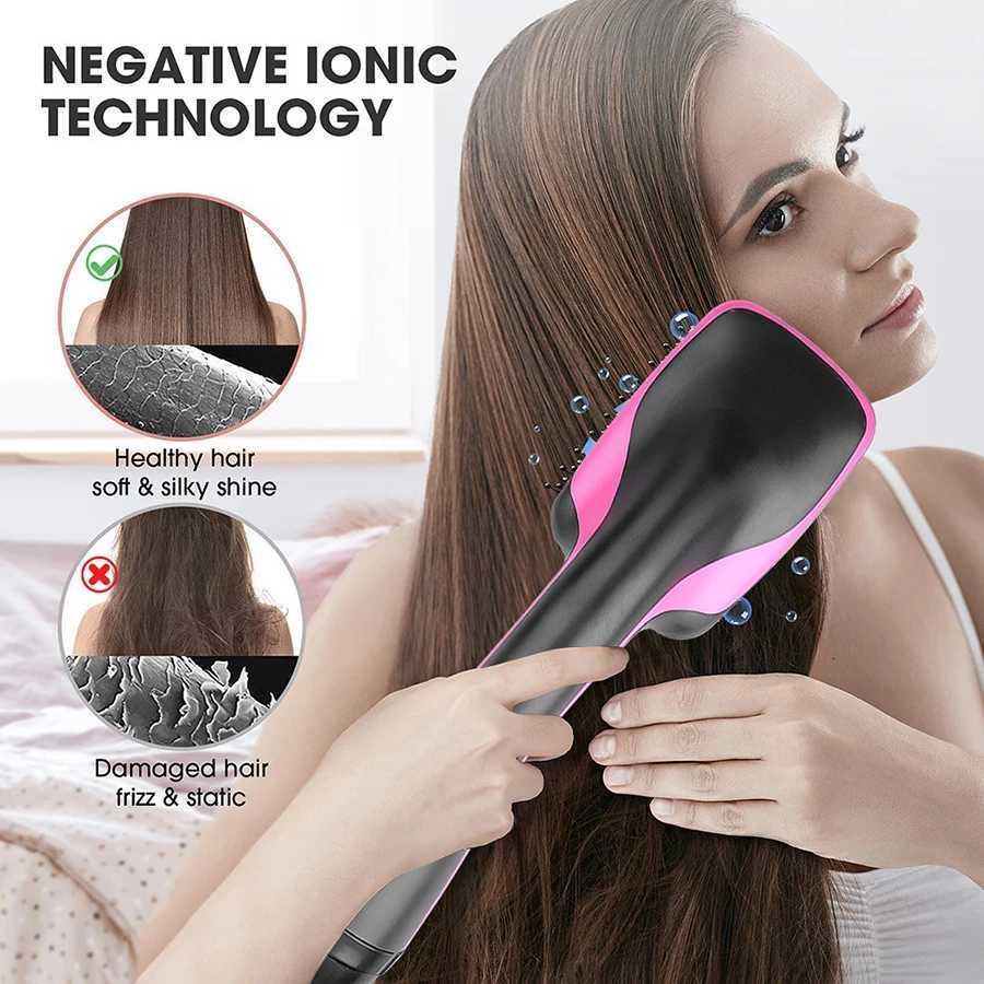 Multifunctional 2-in-1 Home Flat Comb Electric Hair Dryer Flat Comb Hair Curler W250814