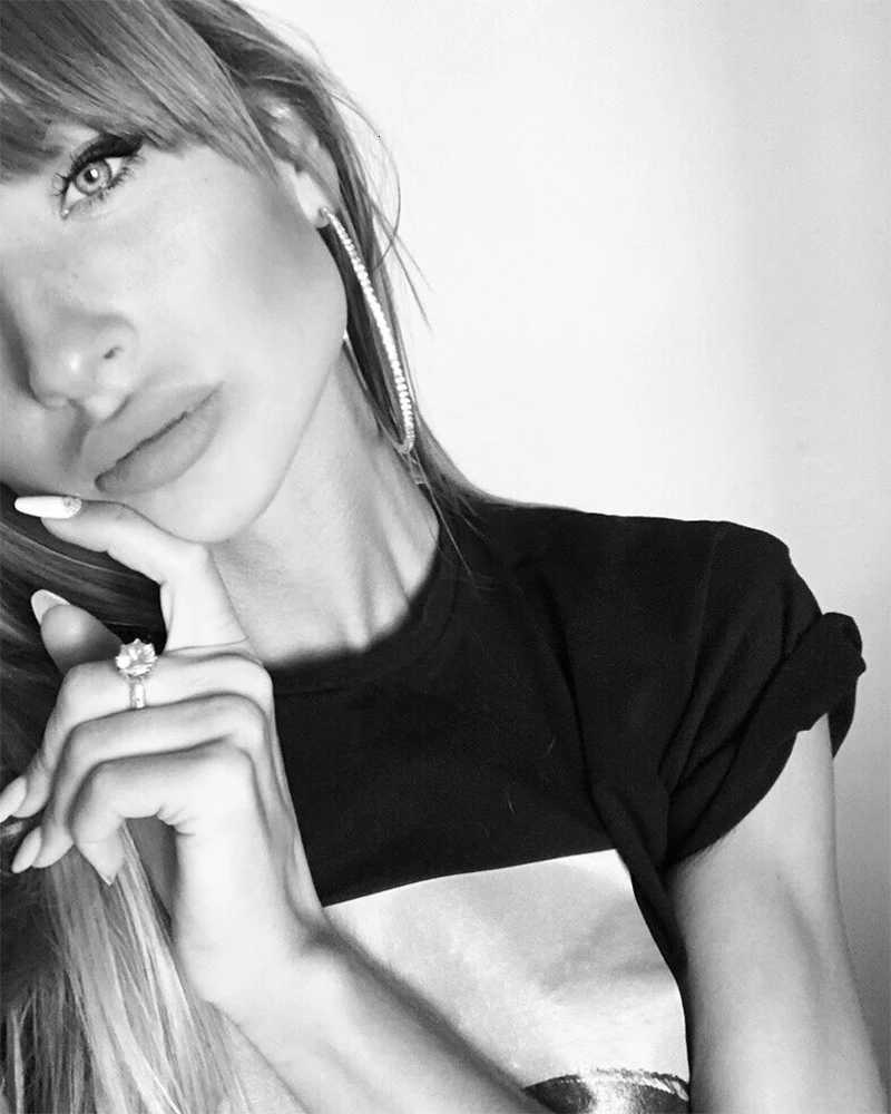 Popular Earrings with Rhinestones 20mm-90mm Crystal Circle Hoop Earrings Simple Big Circle Silver Plated Hoop Earrings for Women XJ250814