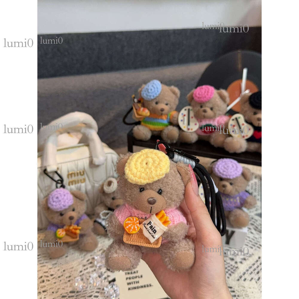 Cartoon Dressing T-shirt Little Brown Plush Teddy Bear Backpack Pendant Keychain Doll Car Hanging Decoration