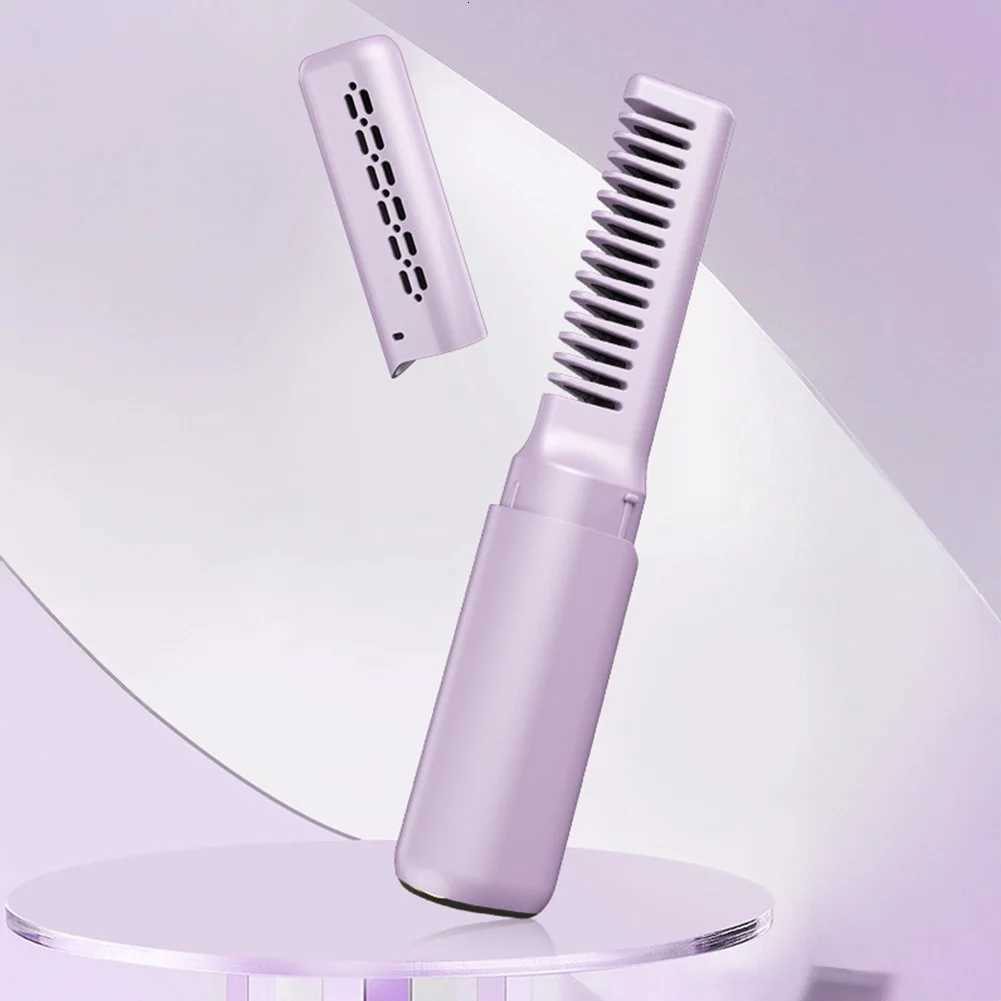 2-in-1 Wireless Hair Hot Comb Portable Mini Type-C Rechargeable Hair Straightener Fast Heating Hair Straightening Styling Tool W250814