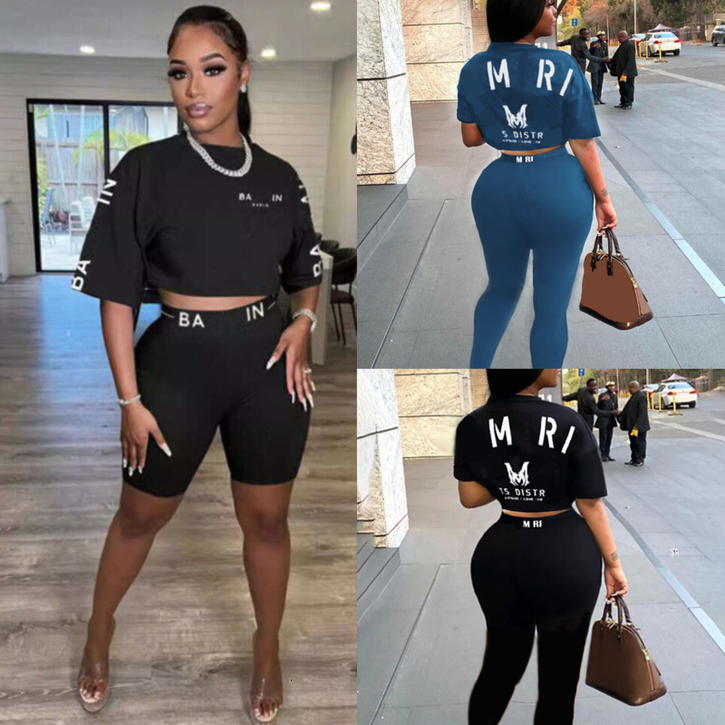 Designer Womens Tracksuits 2 Piece Set Letter Printed Round Neck Short Sleeve T-shirt Tops And Pants Sets Women Outfits