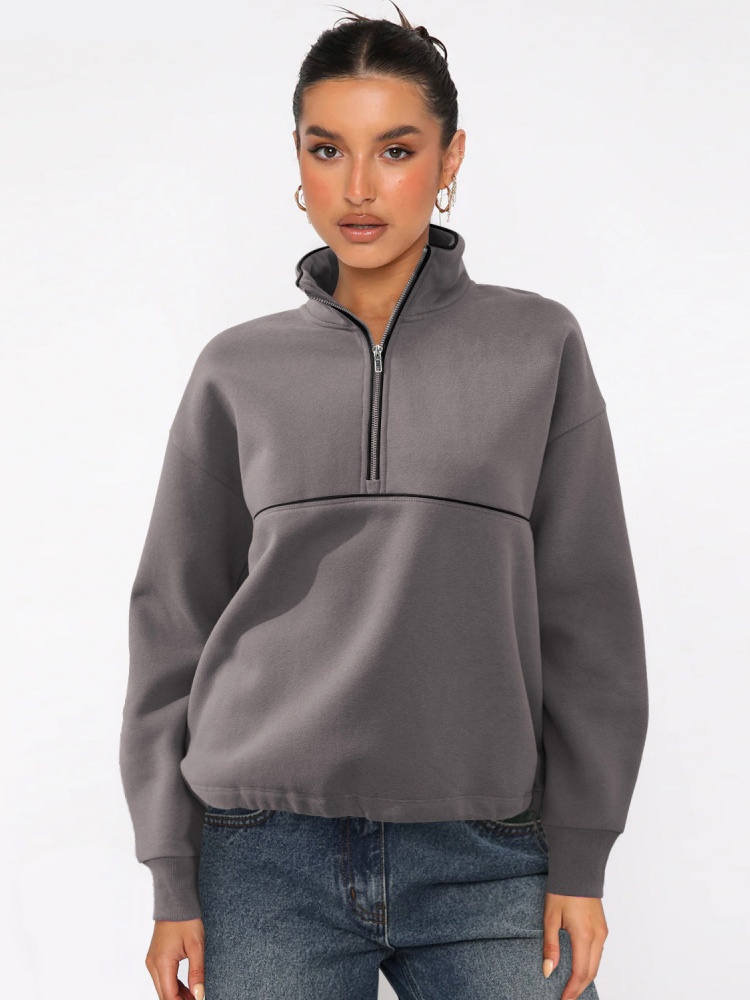 A&Hot Selling Half Zip Hoodie Women's Autumn Jumper Sportswear Color Blocking Long Sleeved Design Top