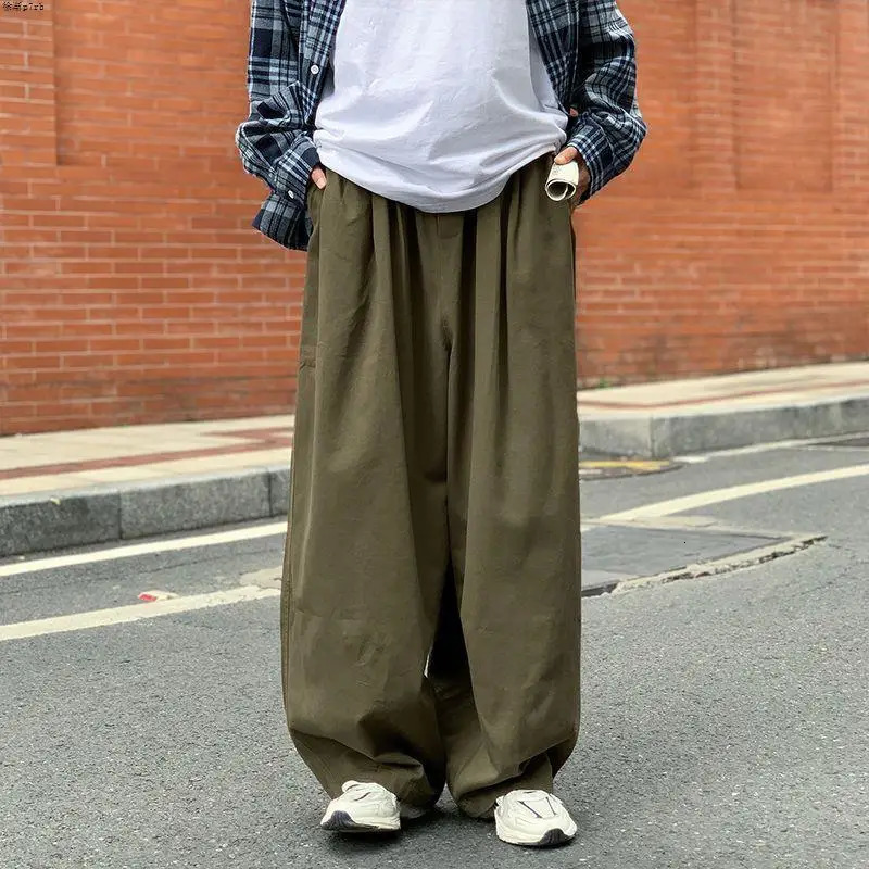 100% Cotton Baggy Pants Men Wide Leg Oversize Japenese Y2k Ankle-length Long Harem Trousers Casual Sport Old Money Vintage 250813