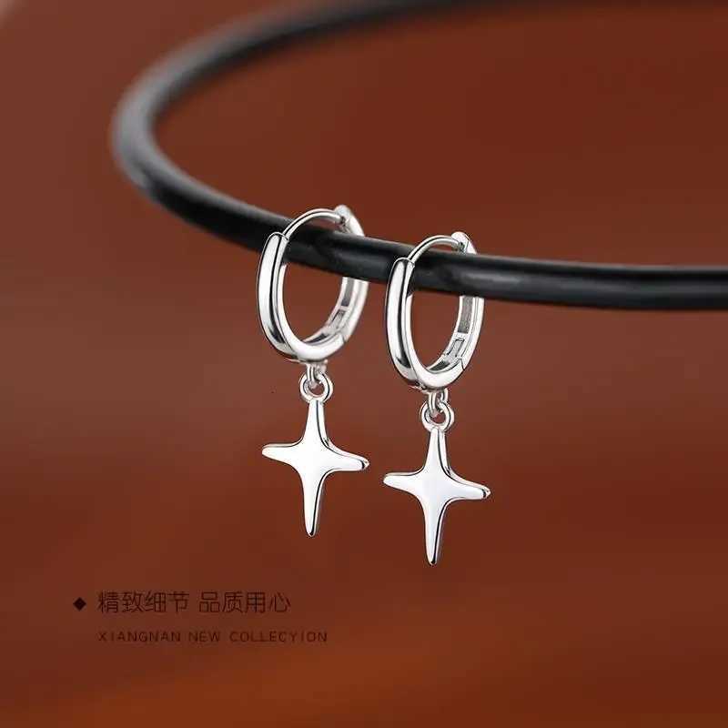 925 Sterling Silver Star Hoop Earrings Simple Temperament Inlaid for Women Wedding Jewelry Accessories XJ250814